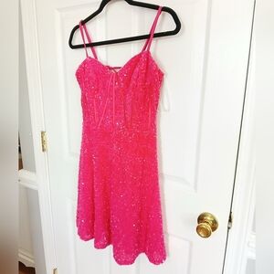 Pink Sequin Special Occasion Prom Dress Size 8 No Brand Barbie Coquette Party